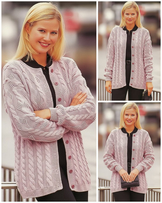 Cardigan with Openwork Cables