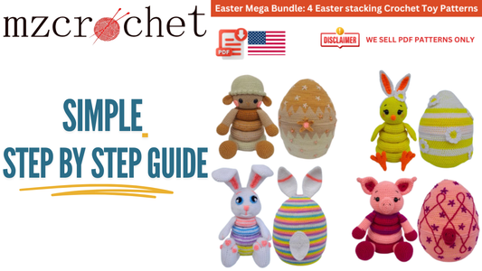 4 Easter Crochet Stacking Toy Patterns: Bunny, Chick, Sheep, Pig (4 PDF Patterns)